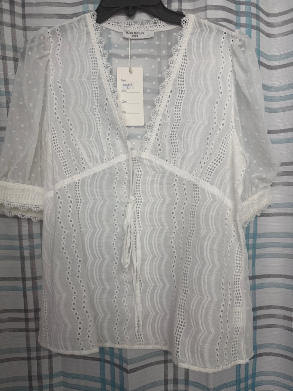 M.S.S. Kelly White Eyelet Lace Blouse